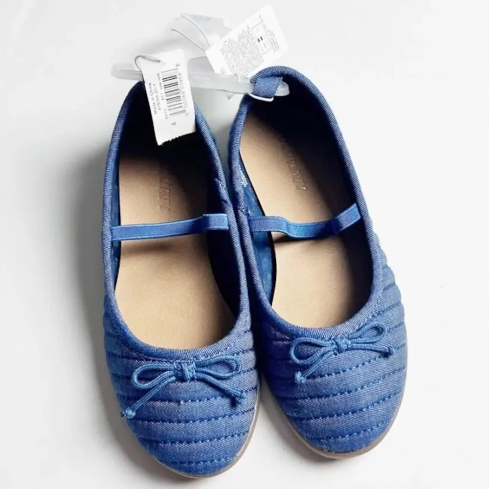 Old Navy Toddler Girl Cute and Stylish Comfortable Chambray Blue Ballet Flats